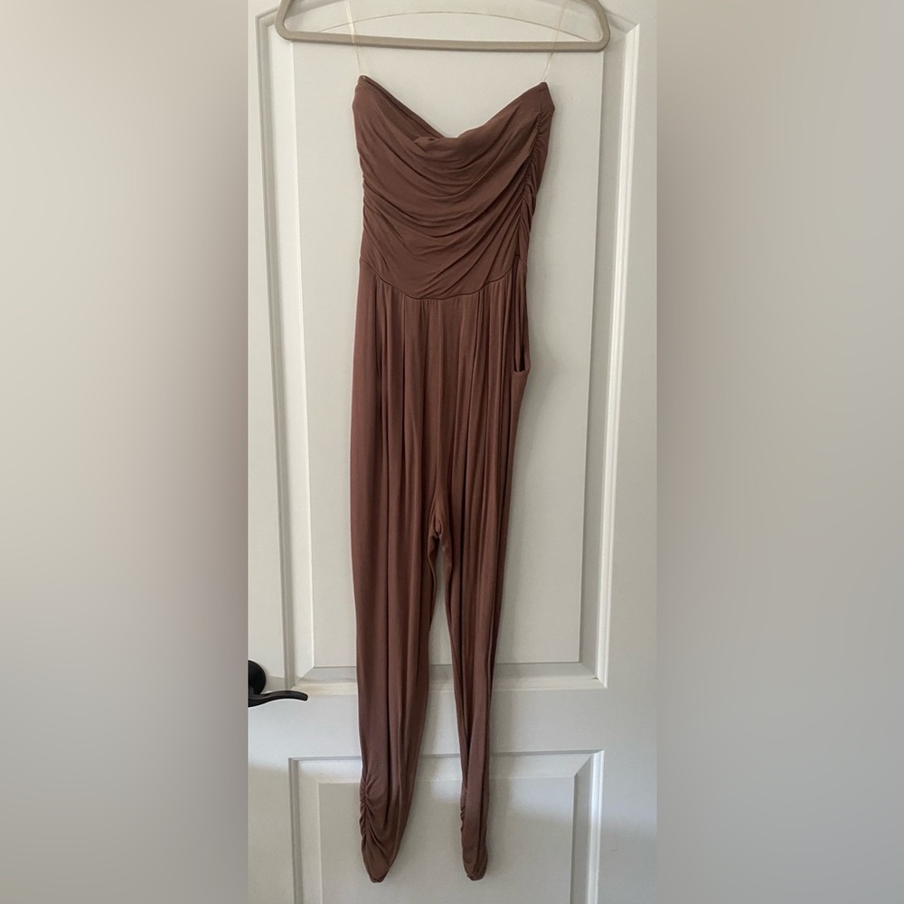 Heart Hips Strapless Jumpsuit in Brown - Picture 2 of 4